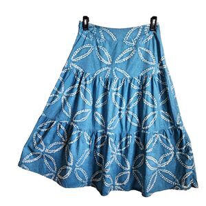 Piazza Sempione Italy Blue Tiered Skirt 97% Cotton Maxi  Boho Skirt Sz IT 42 W29
